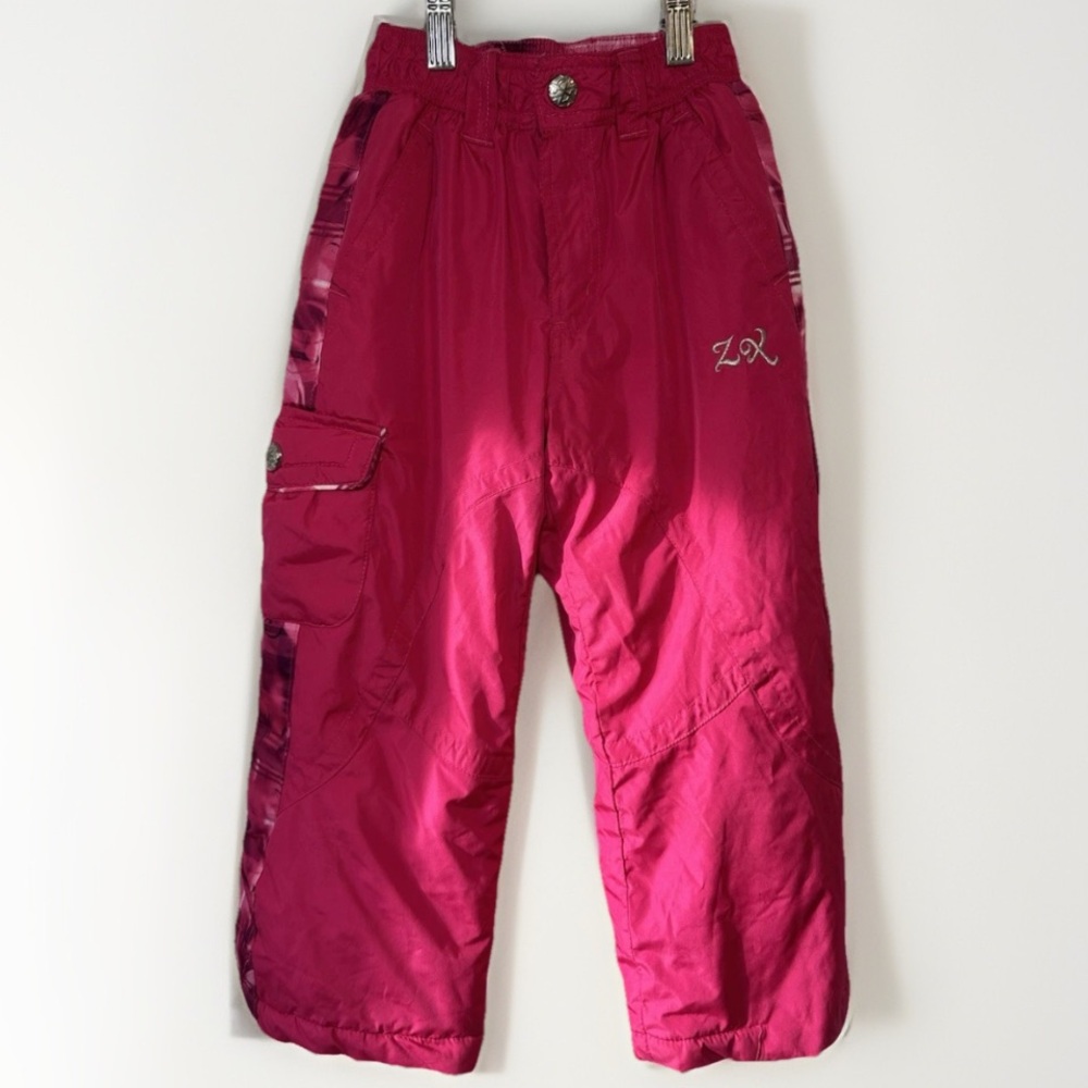 Zero Exposure Girls Pink Snow Pants Size 4 Elastic Waist Snowsuit Bibs